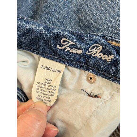 American Eagle True Boot Jeans Womens 12 Long Stretch Denim Medium Wash Mid-Rise - Picture 3 of 9